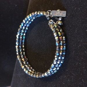 Iridescent Black Multi Strand Wire Bracelet